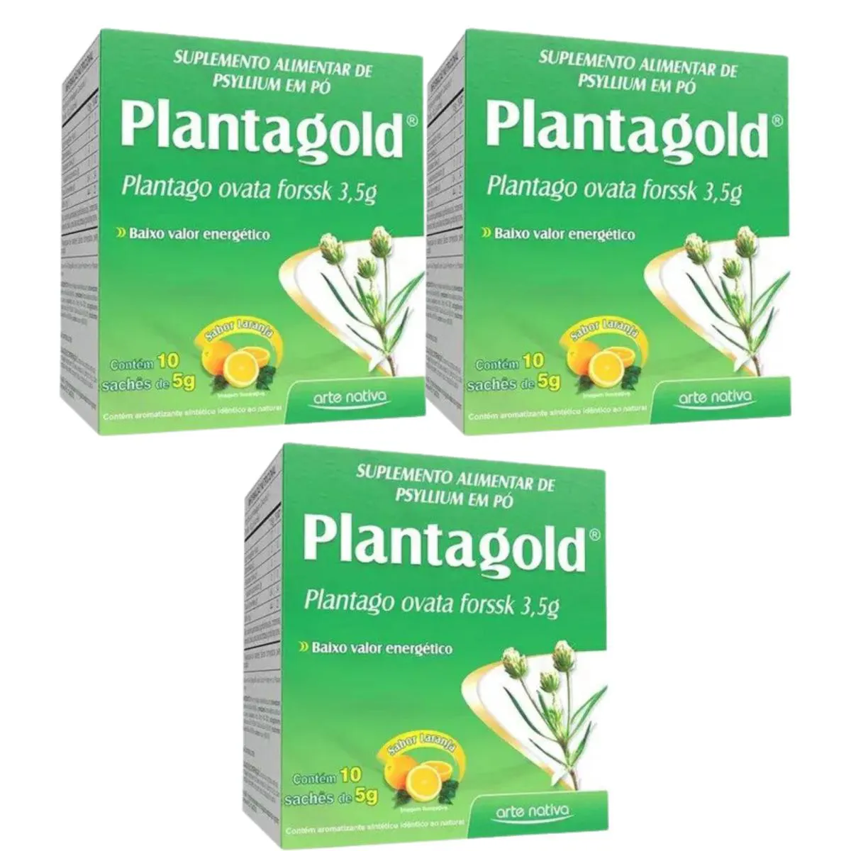 KIT 3 SUPLEMENTO ALIMENTAR PLANTAGOLD PSYLLIUM - ARTE NATIVA