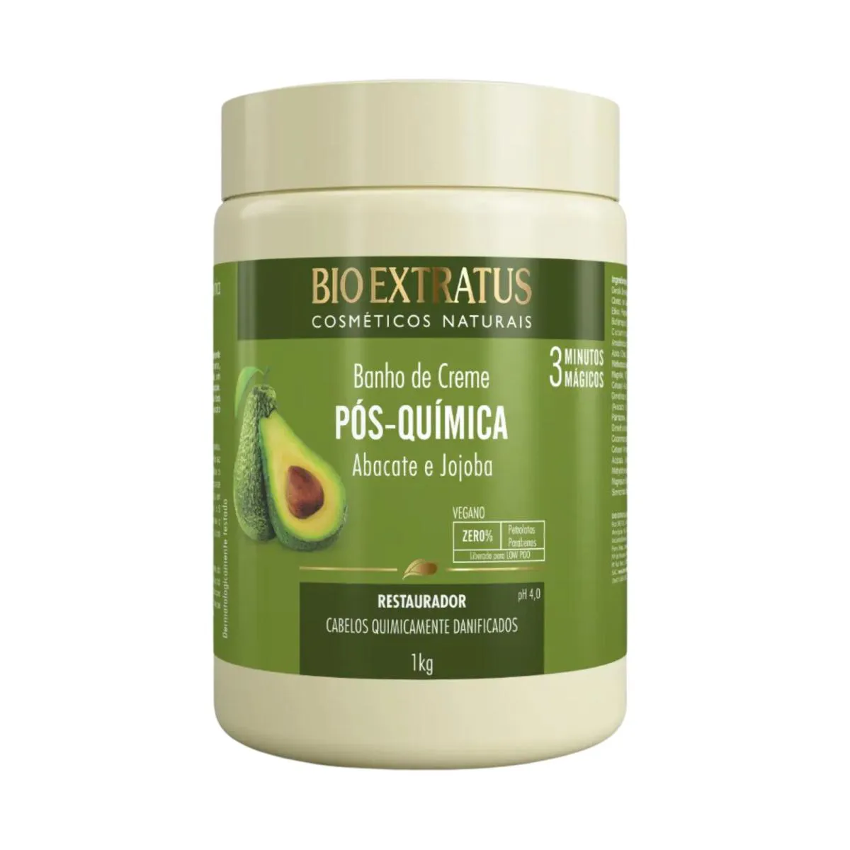 BANHO DE CREME PóS QUíMICA ABACATE JOJOBA 1KG – BIO EXTRATUS