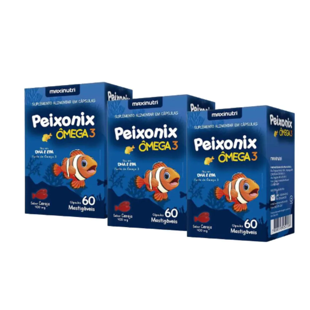 KIT C3 ÔMEGA 3 PEIXONIX SUPLEMENTO SABOR CEREJA - MAXINUTRI