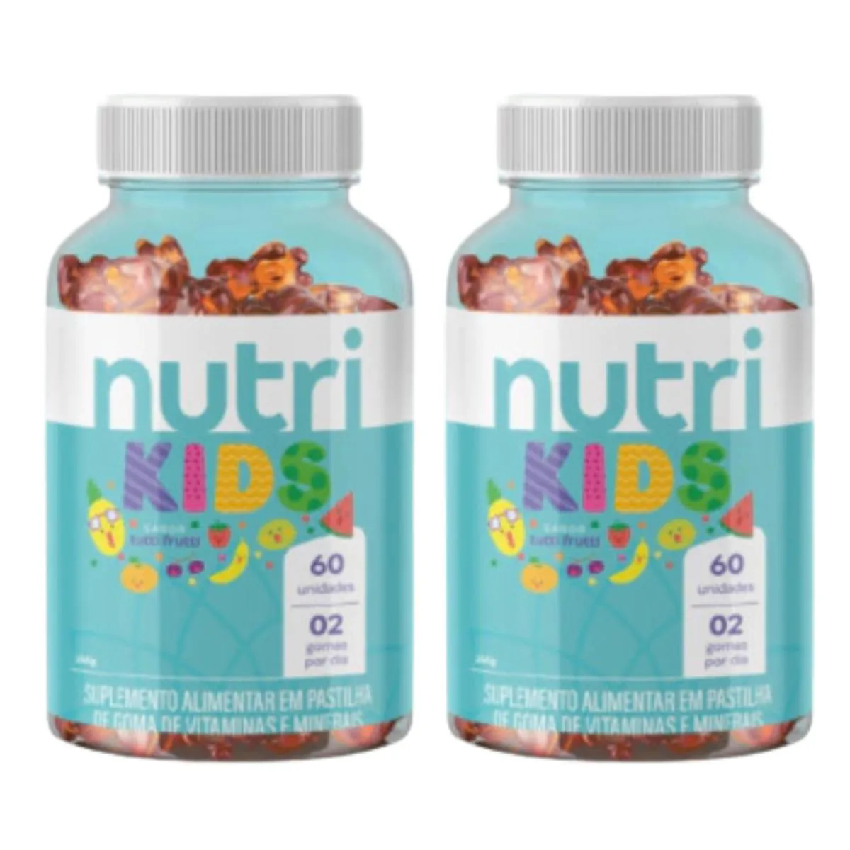 KIT 2 SUPLEMENTO ALIMENTAR KIDS MASTIGáVEL GOMA - NUTRIHEALT