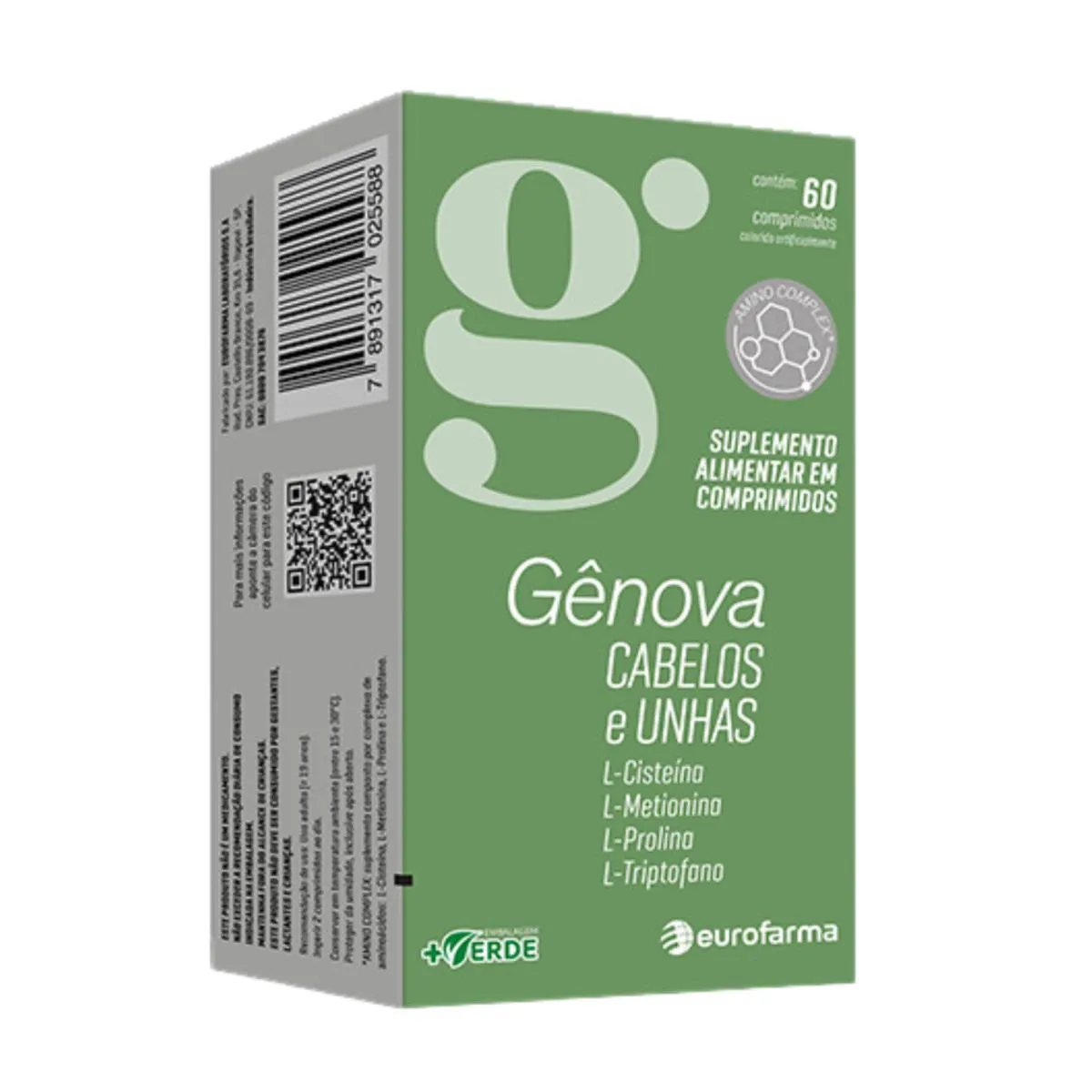 GêNOVA SUPLEMENTO ALIMENTAR CABELOS UNHAS C60 – EUROFARMA