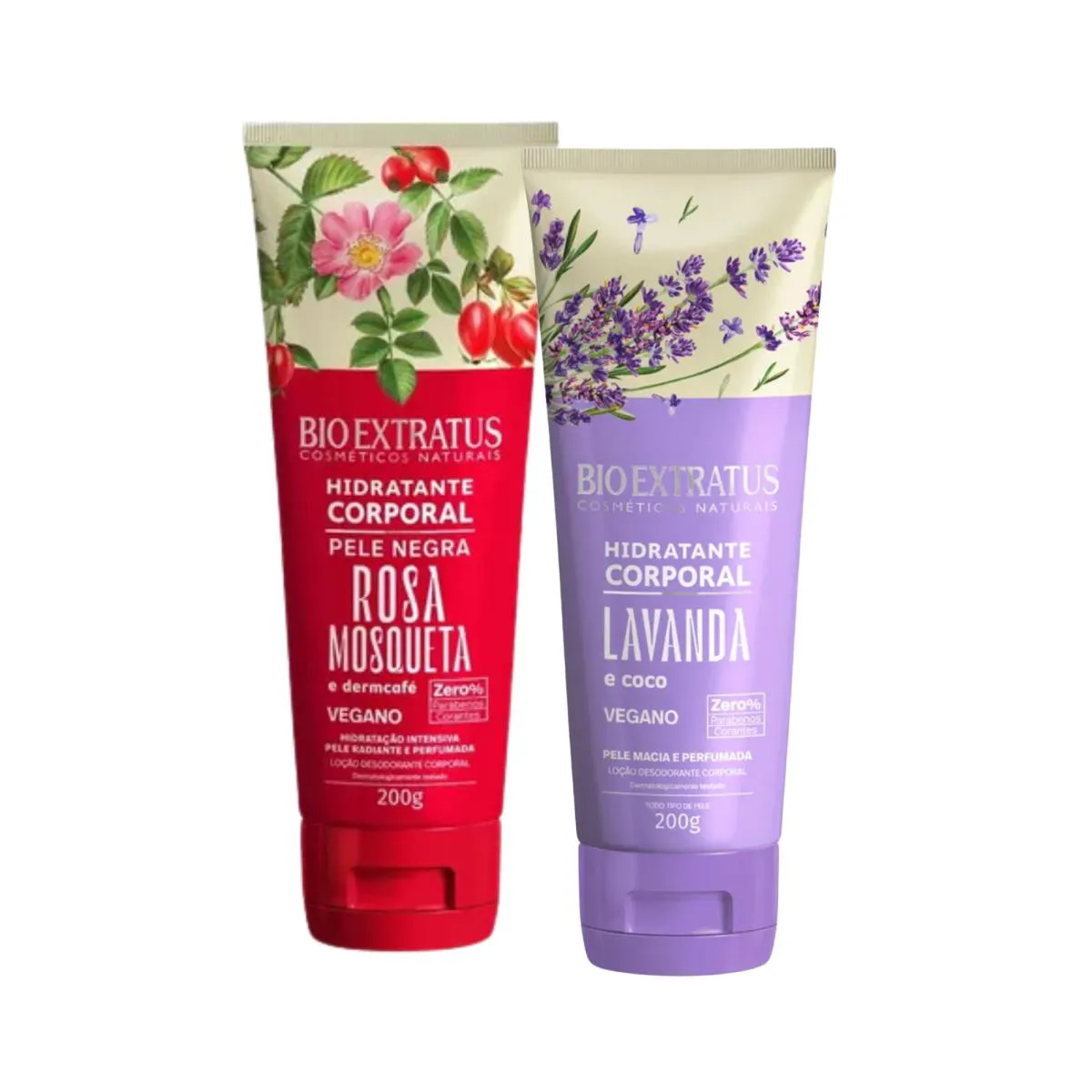 KIT 2 HIDRATANTE CORPORAL LAVANDA ROSA MOSQUETA BIO EXTRATUS