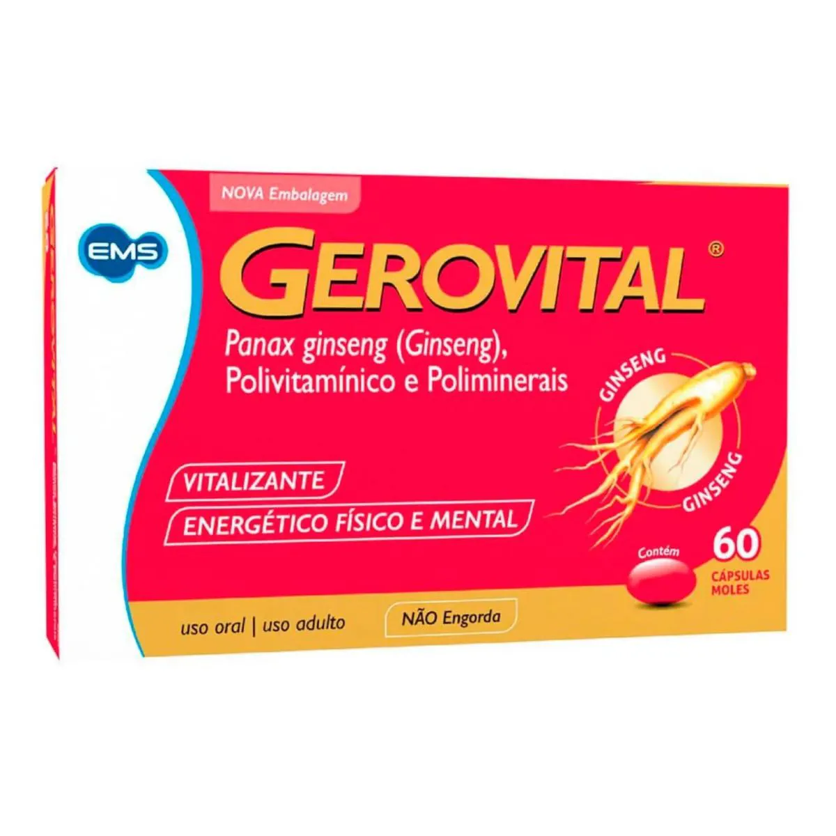 SUPLEMENTO ALIMENTAR GEROVITAL PANAX GINSENG C60 - EMS