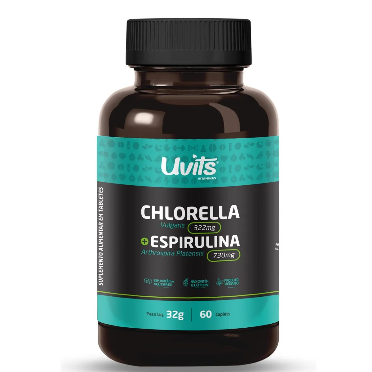 CHLORELLA E SPIRULINA 60 CAPLETS  SEM Sabor