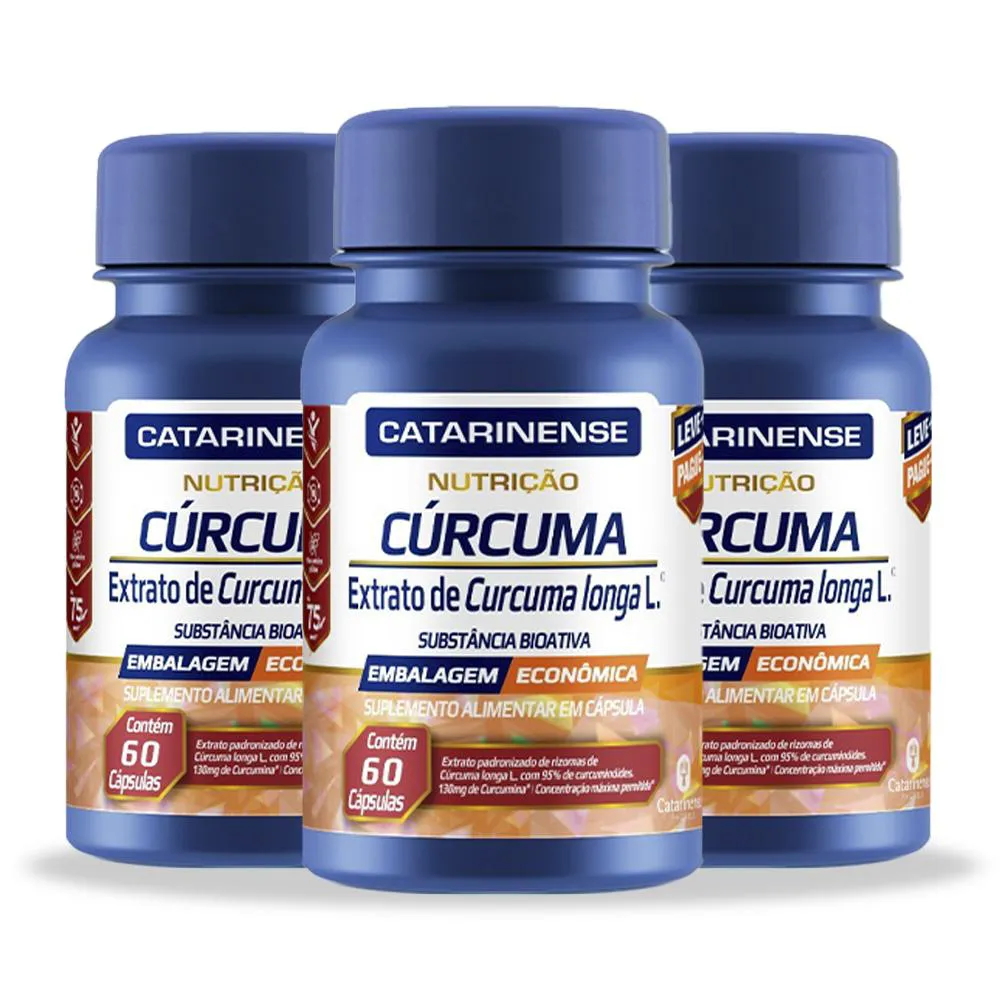 Kit 3 Cúrcuma 130mg Catarinense 60 cápsulas