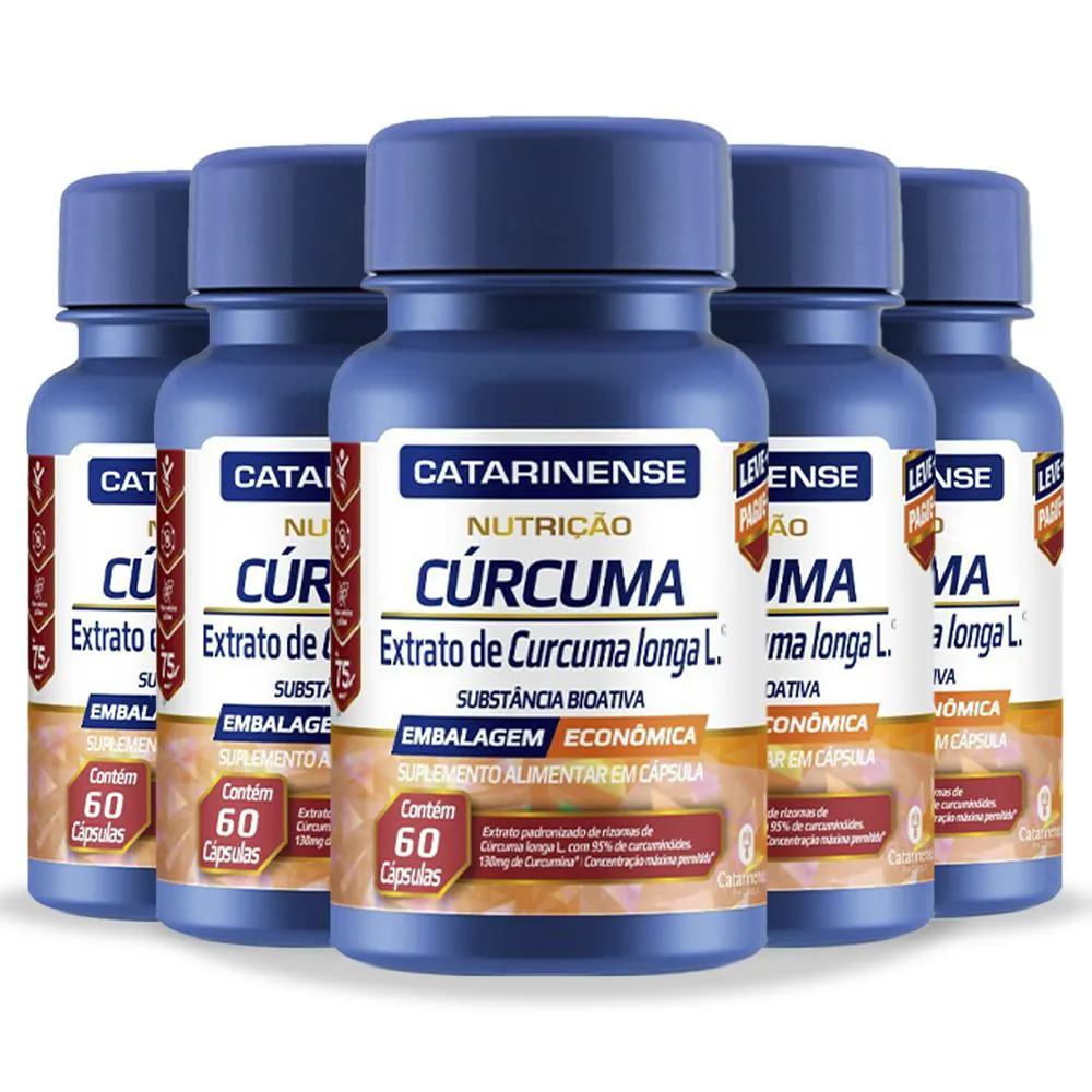 Kit 5 Cúrcuma 130mg Catarinense 60 cápsulas