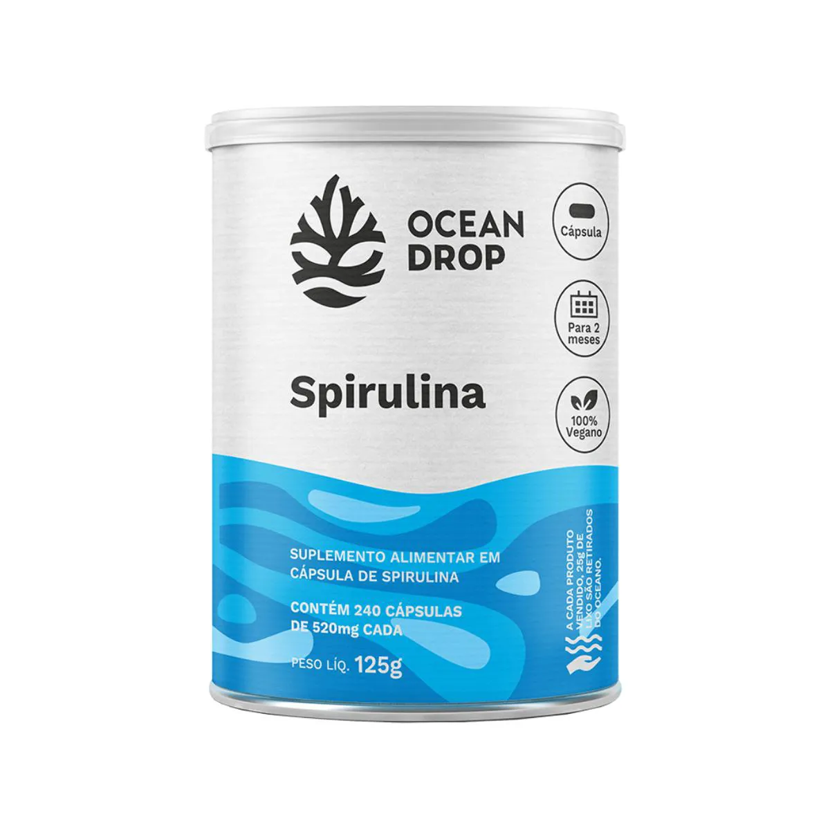 Spirulina 520mg 240 CAPSULAS Vitam B12 Ferro Zinco OceanDrop