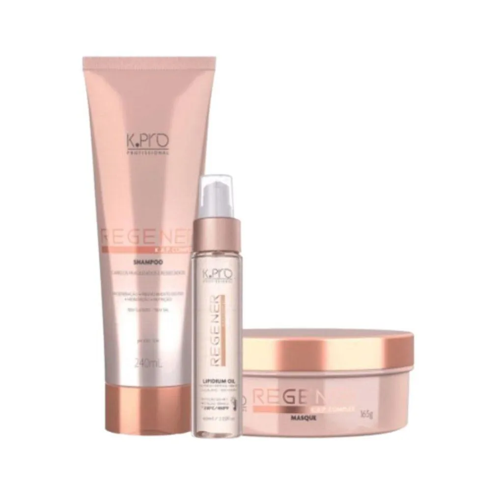 Kit K.Pro Profissional Regener Shampoo Mascara E Lipidium Oil (3 Produtos)