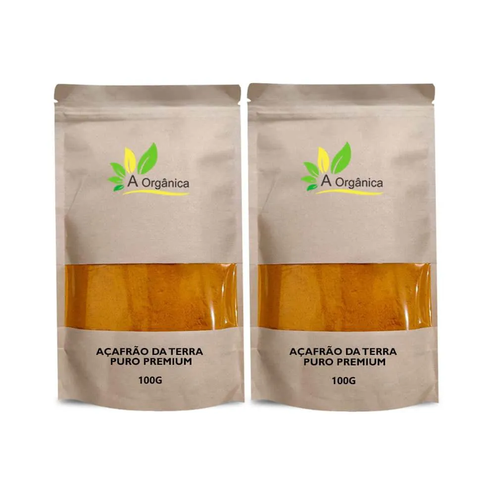 Kit 2 Açafrão da Terra Em Pó Puro 100g