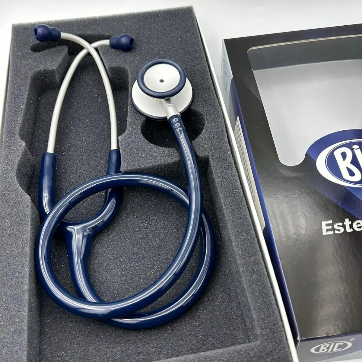 Estetoscópio Duplo Efficace Profissional BIC Azul - Ideal enfermagem e estudantes
