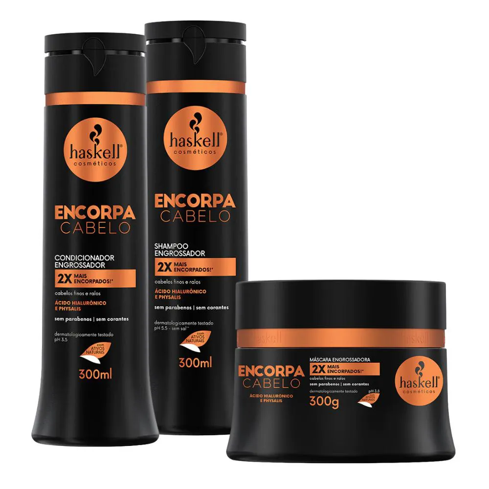 Kit Encorpa Cabelo Haskell Shampoo + Condicionador + Máscara (300ml/g)