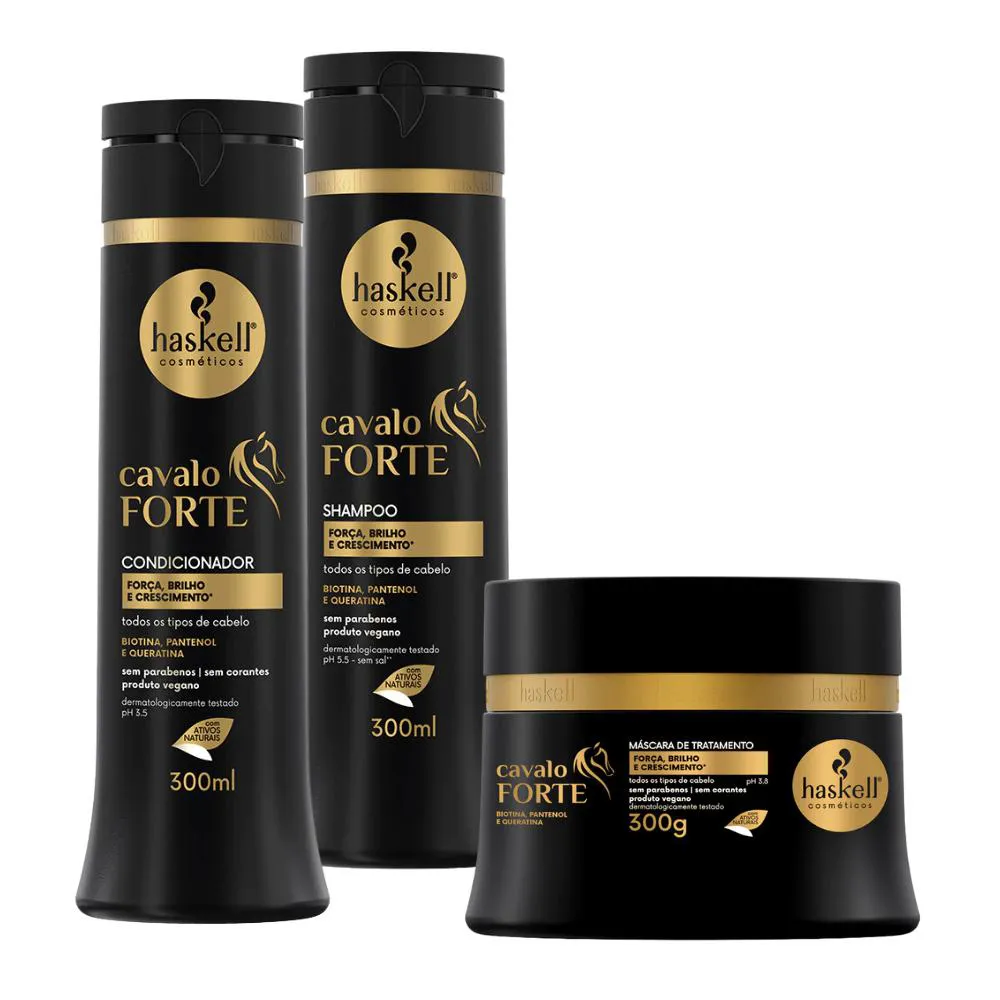 Shampoo, Condicionador e Máscara Cavalo Forte Haskell 300ml