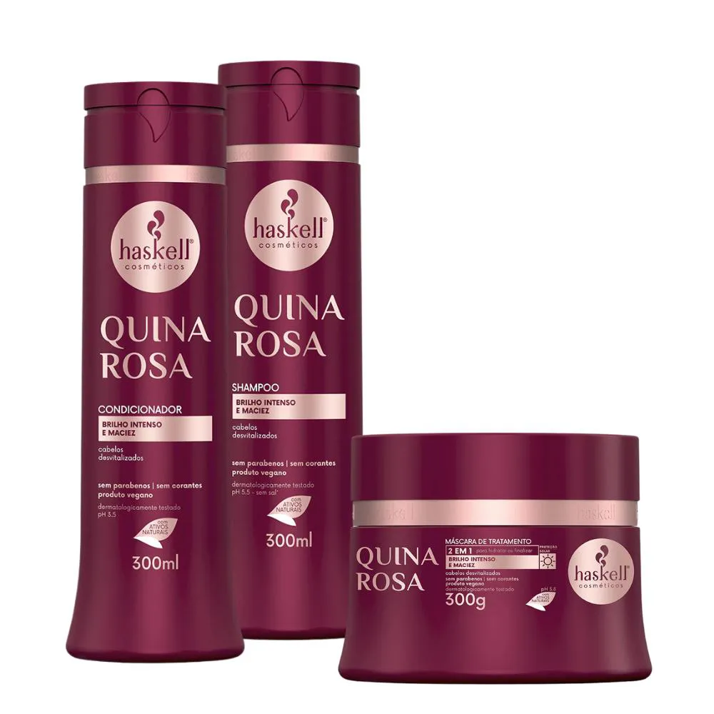 Kit Quina Rosa Haskell Shamp.+ Cond.+ Máscara- 300ml/ 300g