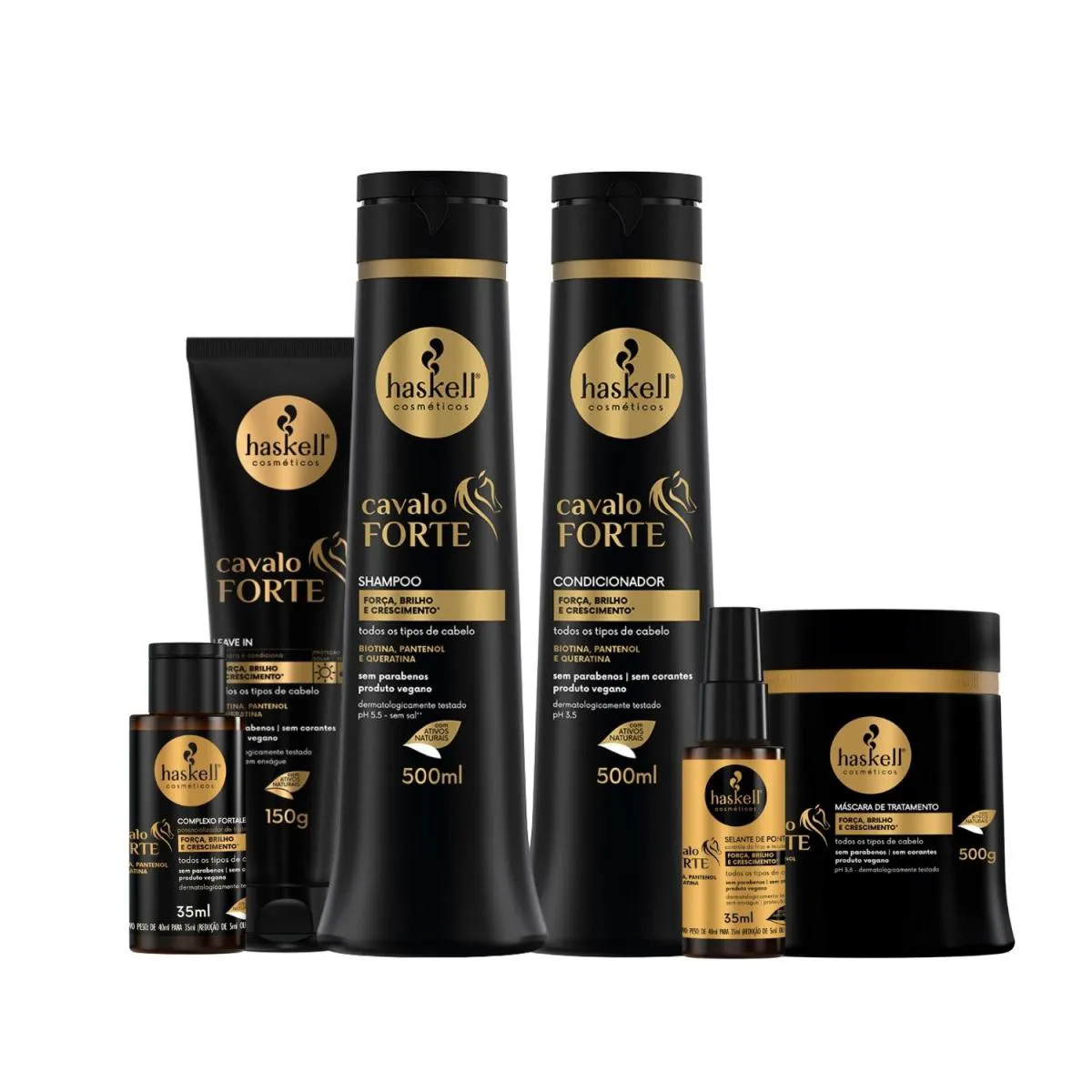 Kit Haskell Cavalo Forte Sh Cond 500ml Masc 500g Completo
