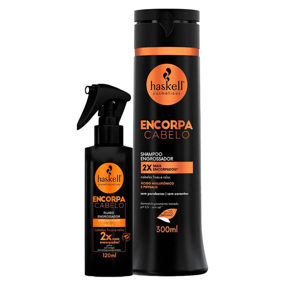 Kit Shampoo e Fluído Engrossador Haskell Encorpa Cabelo 300ml/ 120ml