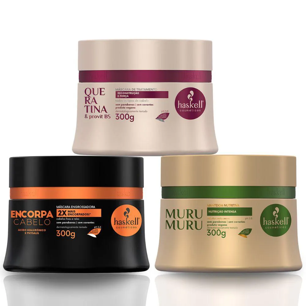 Kit Máscaras Haskell Queratina+ Murumuru+ Encorpa - 300g