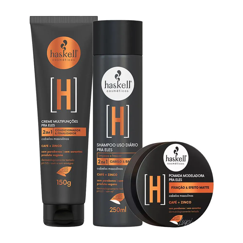 Kit Haskell Pra Ele Shampoo Creme Multifunções Pomada