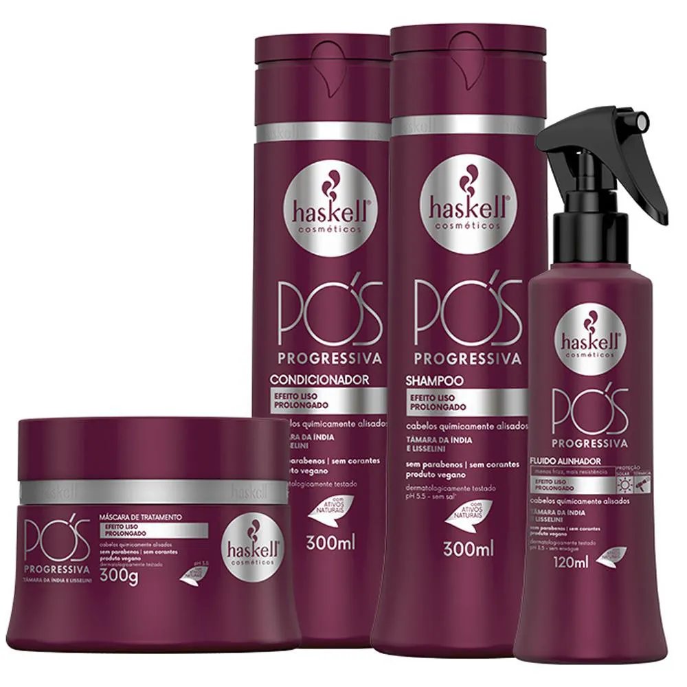 Kit Pós-Progressiva Haskell Shampoo+ Condicionador+ Máscara 300ml/ Fluido