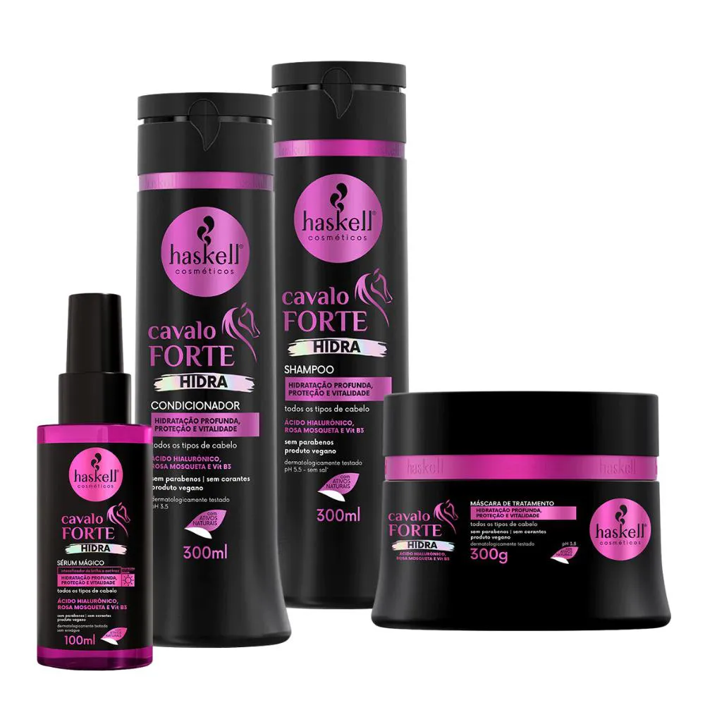 Kit Haskell Cavalo Forte Hidra Sh Cond. Másc 300ml + Sérum