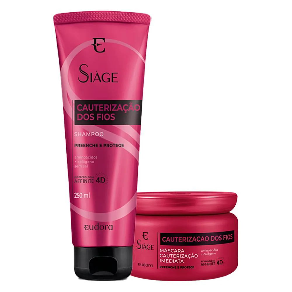 Kit Eudora Siàge Cauterização dos Fios Shampoo 250g Máscara 250g