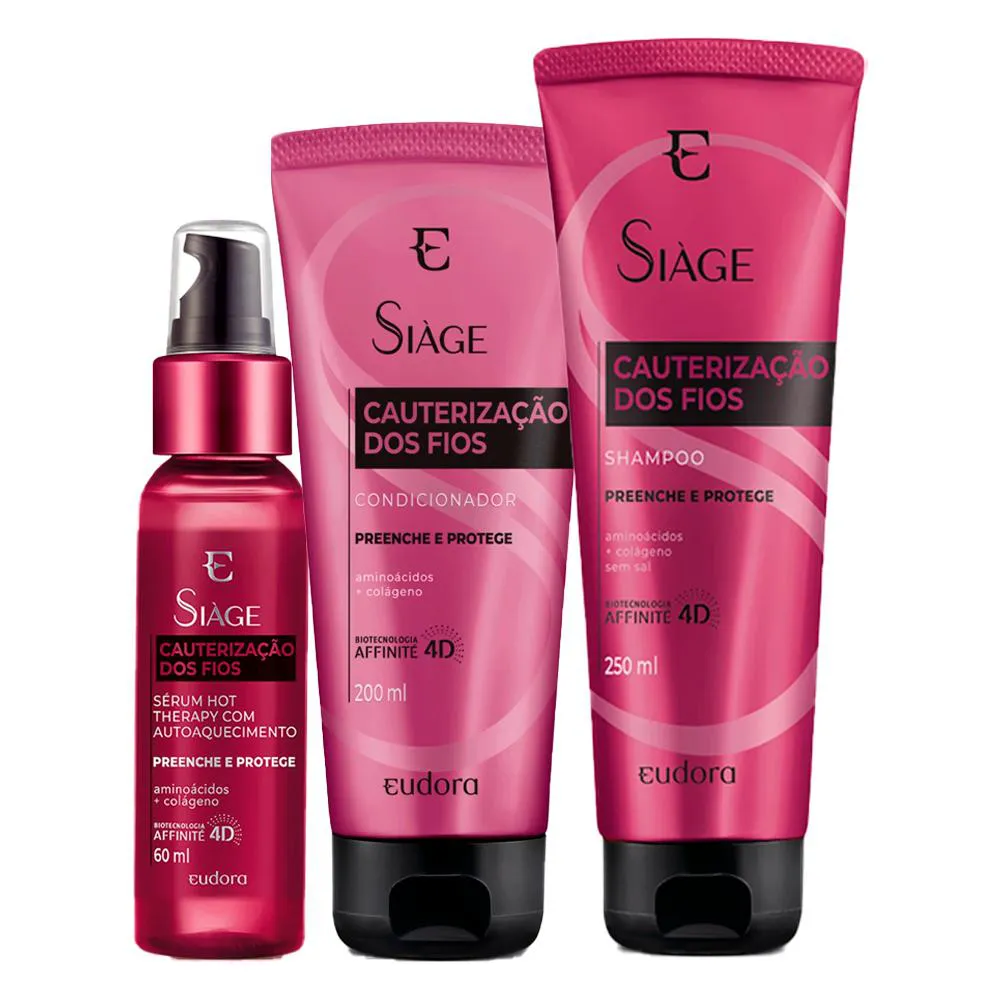 Kit Eudora Siàge Sh Condicionad Sérum Cauterização dos Fios