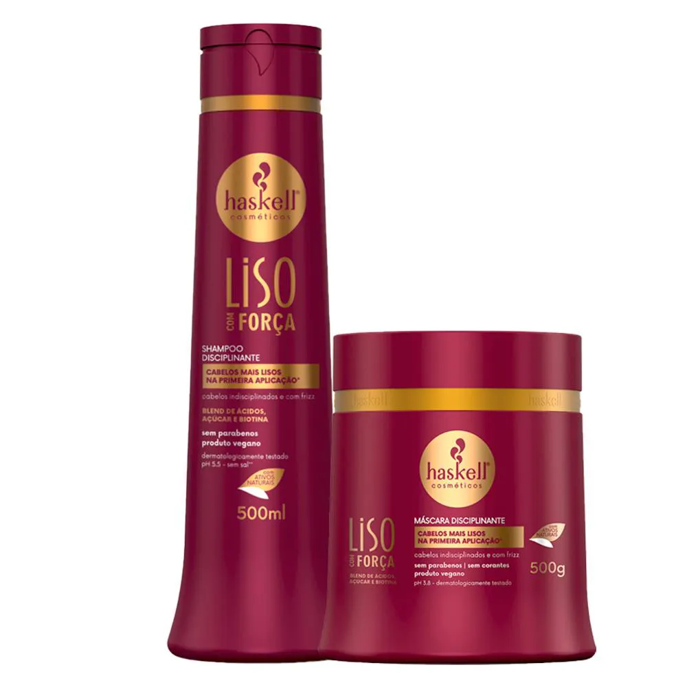 Kit Shampoo e Mascara Haskell Liso com Força 500ml