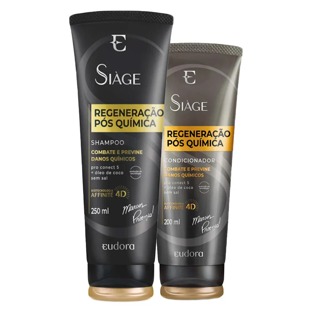 Kit Eudora Siàge Regeneração Pós Química Shampoo Condicionador