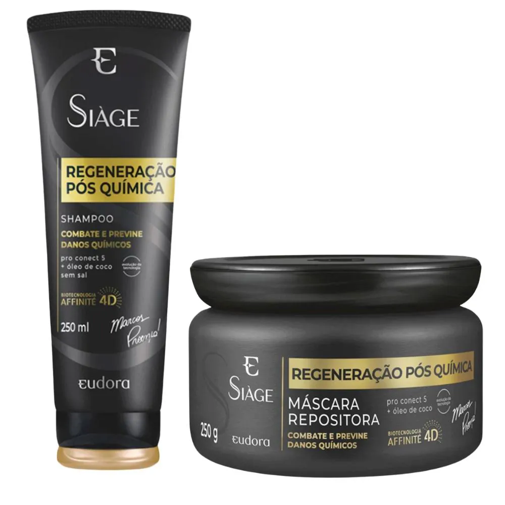 Kit Eudora Siàge Regeneração Pós Química Shampoo + Máscara