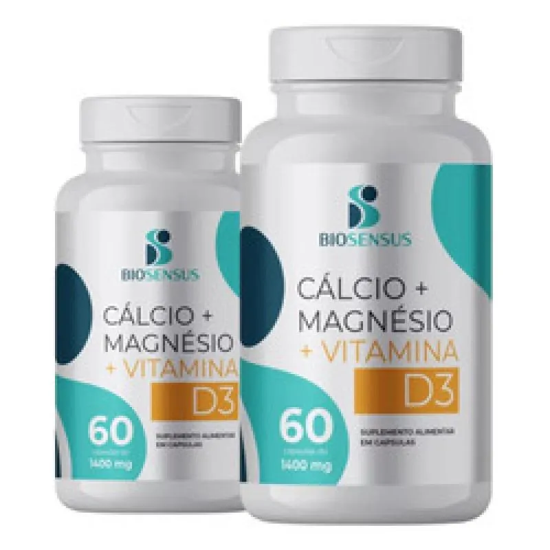 Kit 120 Cápsulas Cálcio + Magnésio + Vitamina D3 Suplemento
