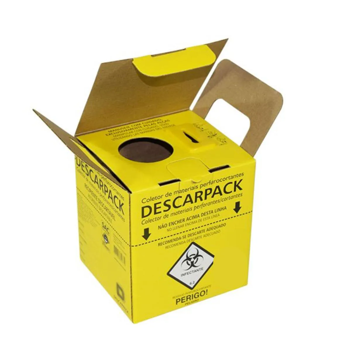 Caixa Coletora para Material perfuro Cortantes Descarpack - 1 cx 1 Caixa Coletora 1,5 Litro