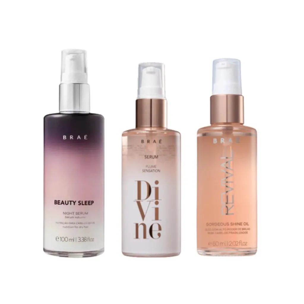 Braé Beauty Sleep + Divine Plume Sensation +  Revival Gorgeous Shine Oil 60ml