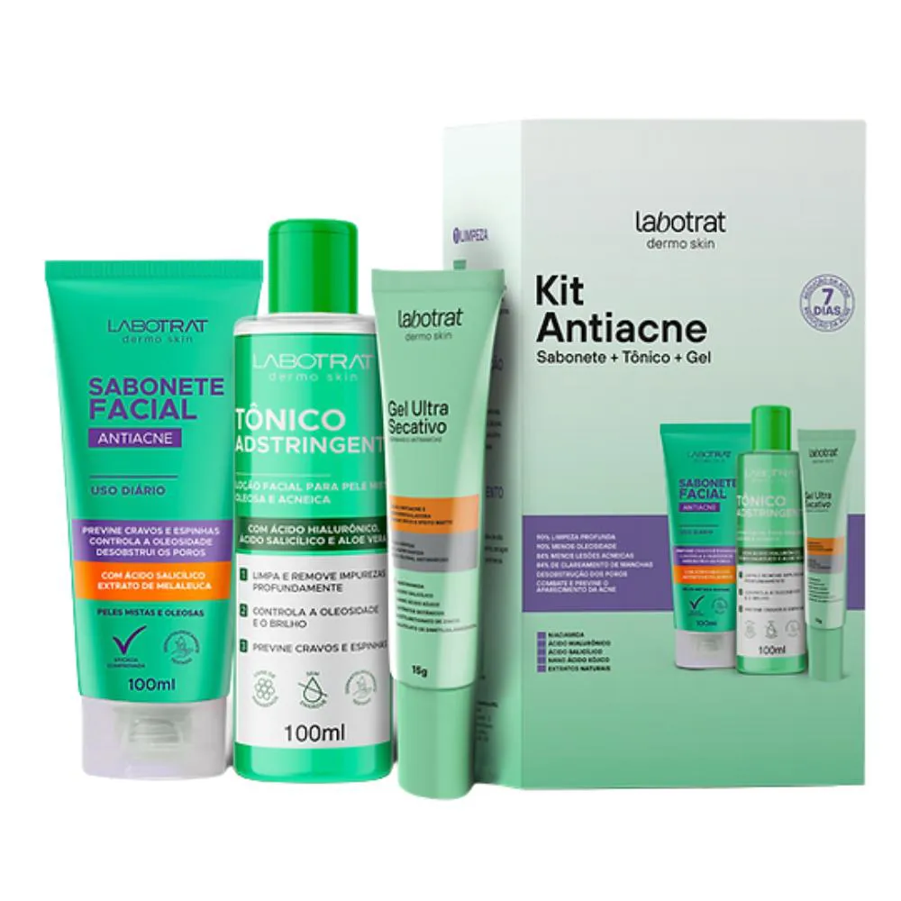 Kit Sabonete Gel Secativo E Tônico Facial Antiacne Labotrat