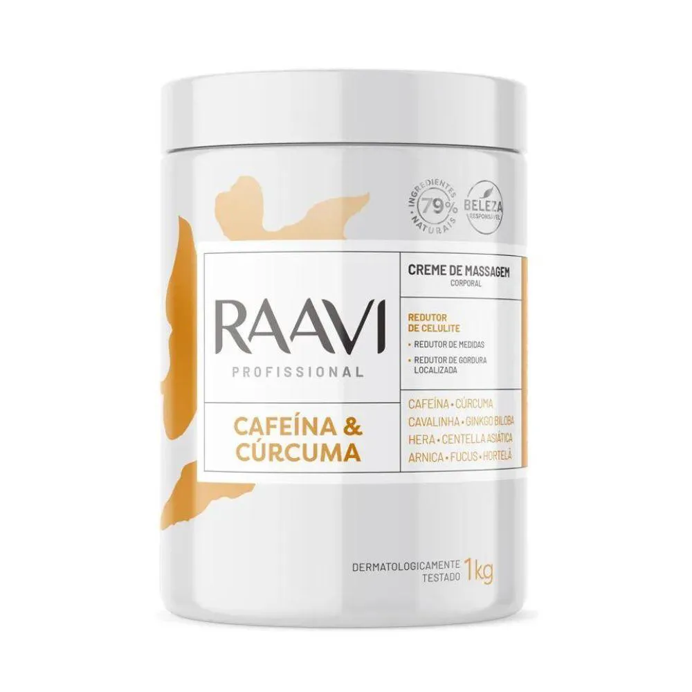 Raavi Creme de Massagem Cafeína e Cúrcuma 1Kg