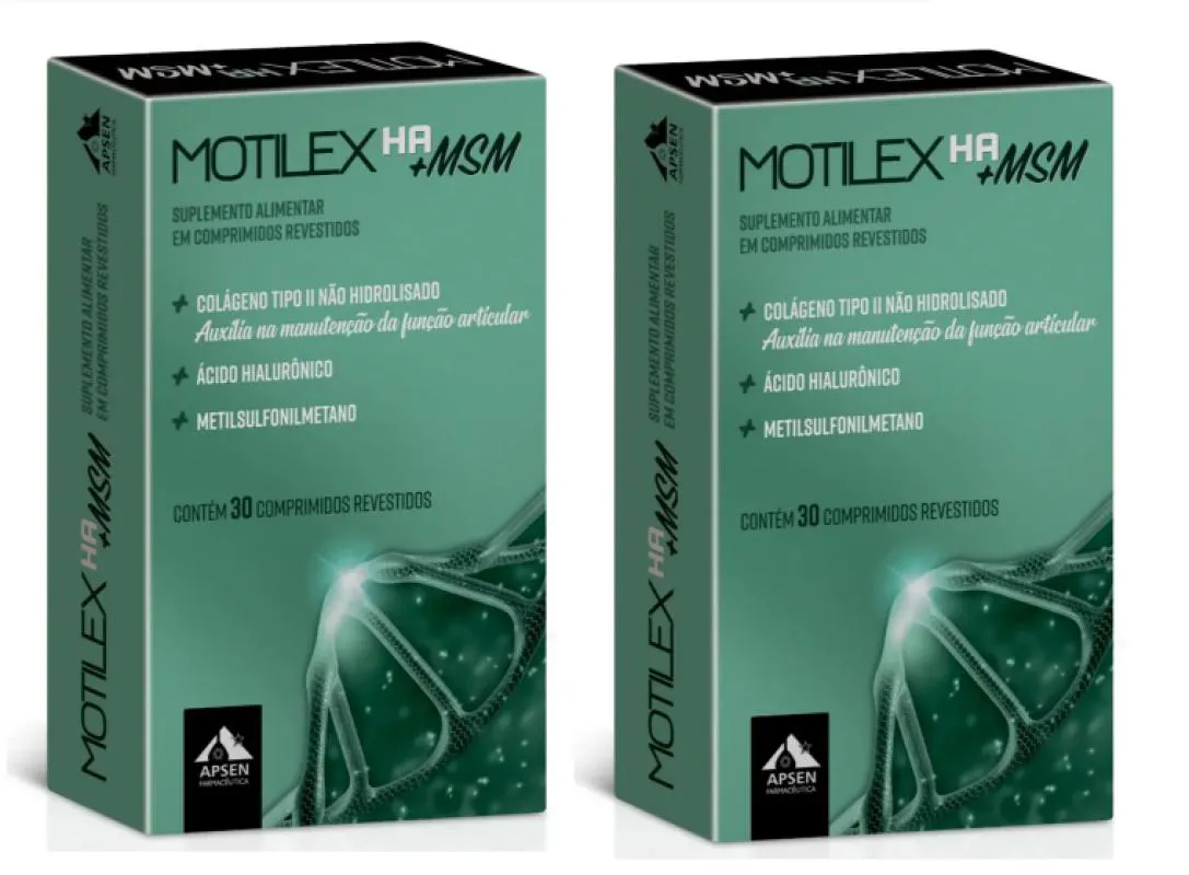 MOTILEX HA+MSM KIT C/2 CAIXAS C/30 COMPRIMIDOS CADA - COLÁGENO TIPO 2 + ÁCIDO HIALURÔNICO + MSM = METILSULFONILMETANO + VITAMINA C