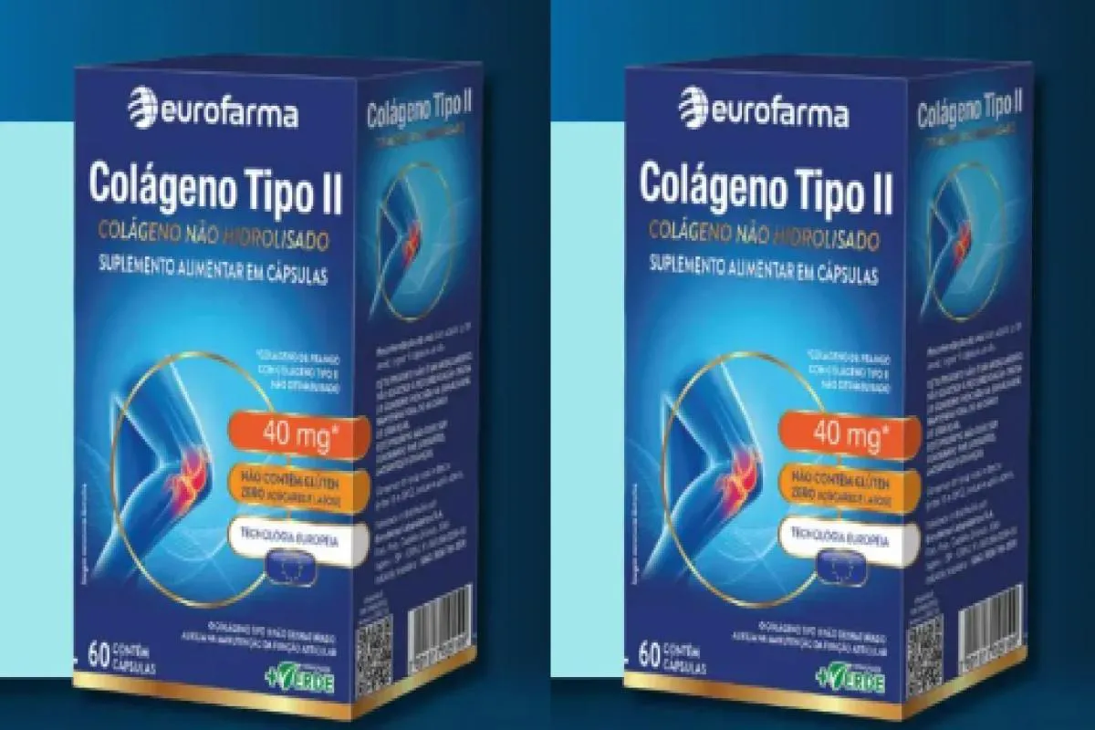 COLÁGENO TIPO 2 EUROFARMA KIT C/2 CAIXAS C/60 CÁPSULAS CADA