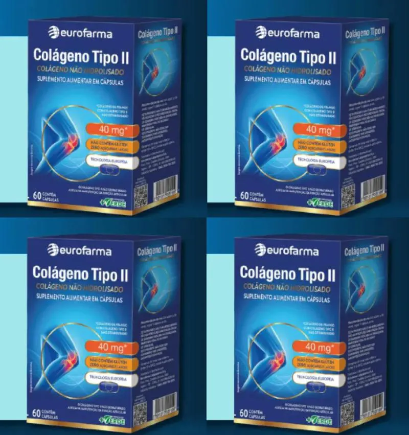 COLÁGENO TIPO 2 EUROFARMA KIT C/3 CAIXAS C/60 CÁPSULAS CADA