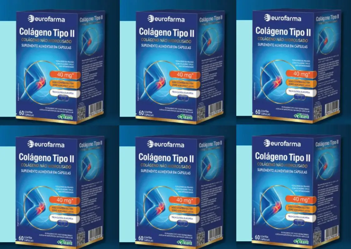 COLÁGENO TIPO 2 EUROFARMA KIT C/6 CAIXAS C/60 CÁPSULAS CADA