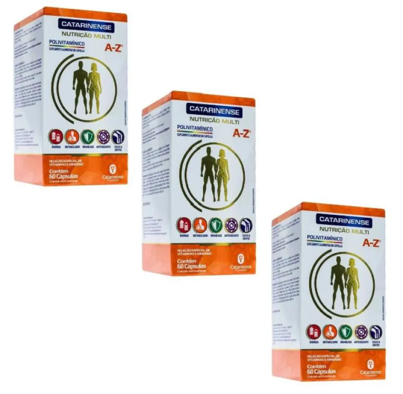 CATARINENSE AZ POLIVITAMÍNICO KIT C/3 CAIXAS C/60 CÁPSULAS CADA