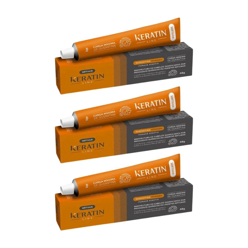 Keratin Line 48g Bisnaga Soft Hair - Kit C/ 3un