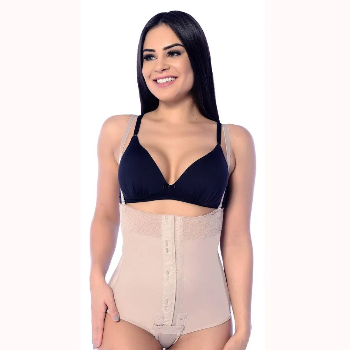 Cinta Modeladora Com Abertura Pós Cirúrgica Slim Em Malha P Bege