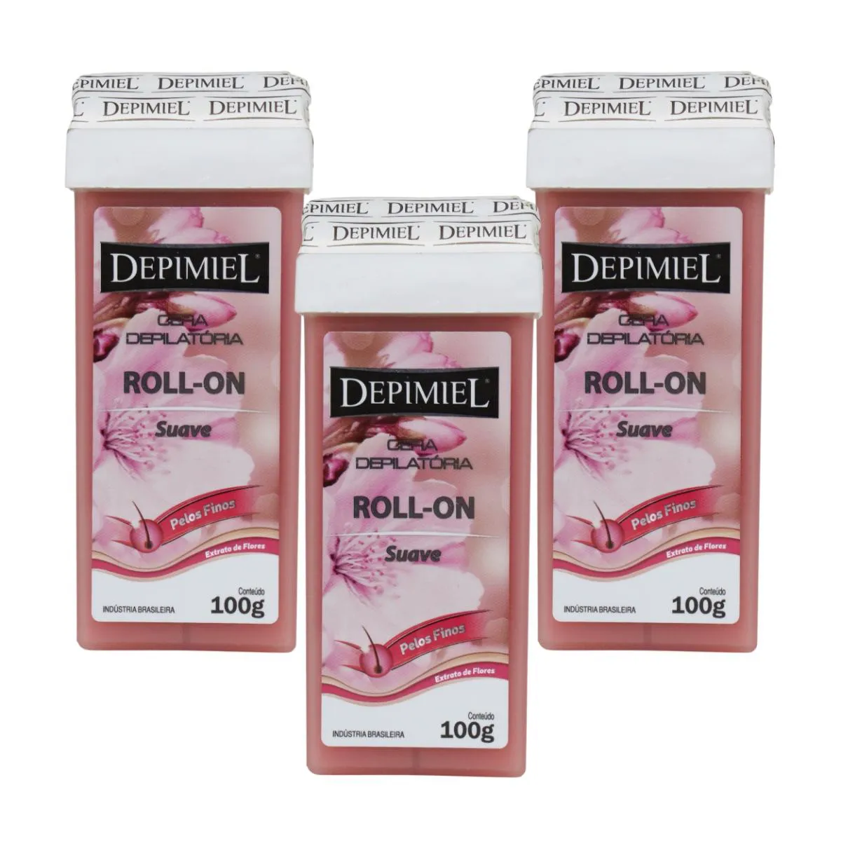 Kit 3 Cera Roll-on Depilatória Suave Pelos Finos Depimiel