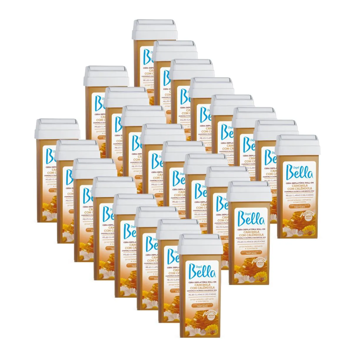 Kit 24 Cera Roll-on Depilação Camomila Calêndula Depil Bella