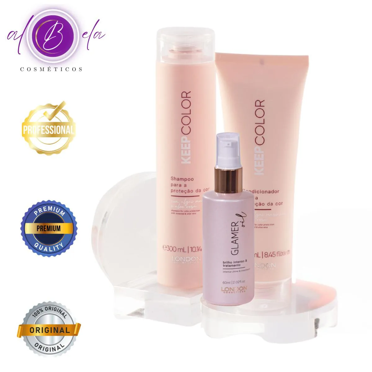 Kit Keep Color Glamer Home Care - Shampoo + Condicionador + Protetor Térmico | London Cosméticos