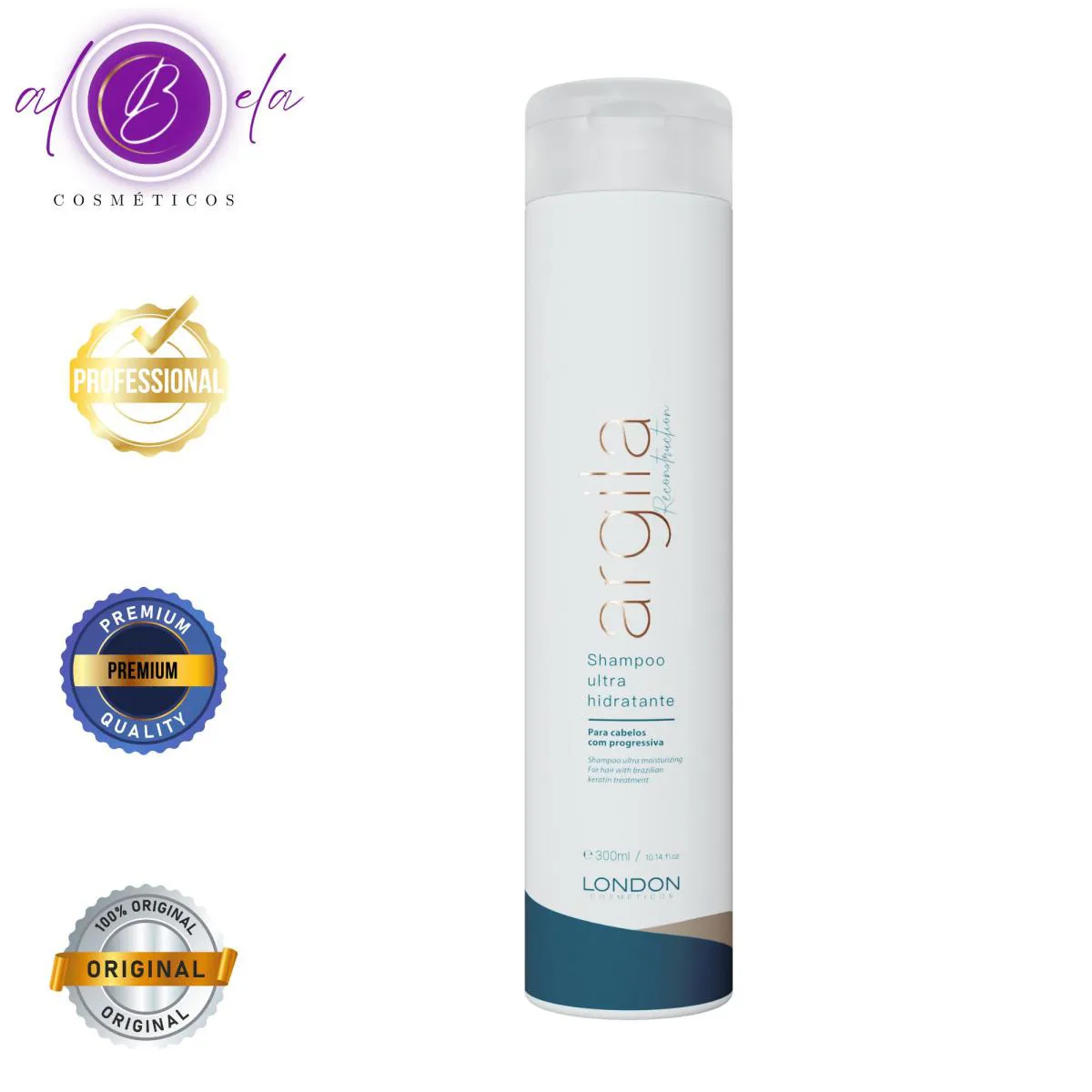 Shampoo London Cosméticos Argila Reconstruction Diminui Enrijecimento da Fibra Capilar 300ml