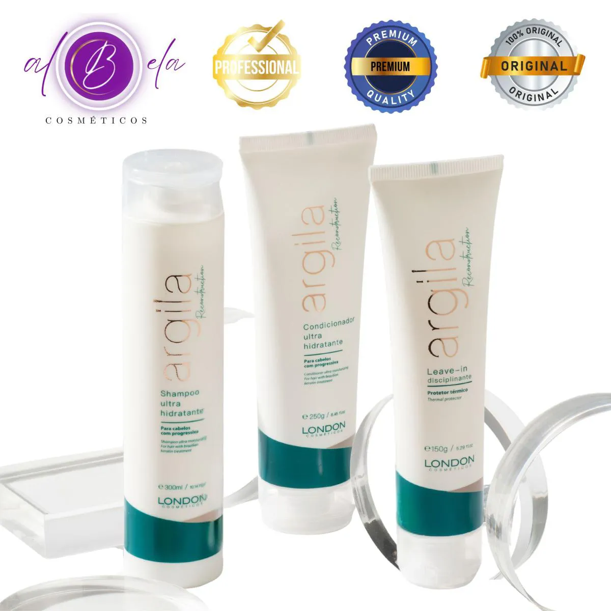 Kit Argila Reconstruction Home Care - Shampoo + Condicionador + Leave-in | London Cosméticos