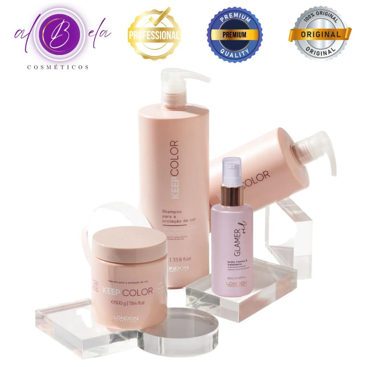 Kit Keep Color Profissional - Shampoo + Condicionador + Máscara + Finalizador | London Cosmeticos