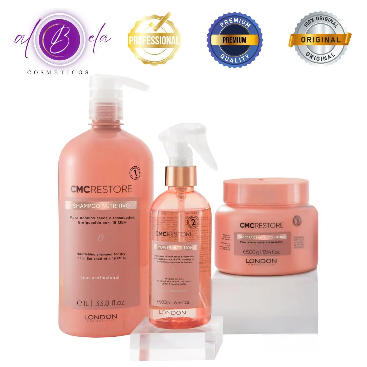 Kit CMC Restore Profissional - Shampoo + Máscara + Power Nutrition | London Cosméticos
