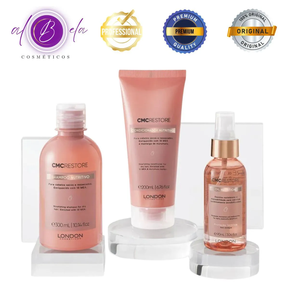 Kit CMC Restore Home Care - Shampoo + Condicionador + Protetor Térmico | London Cosméticos