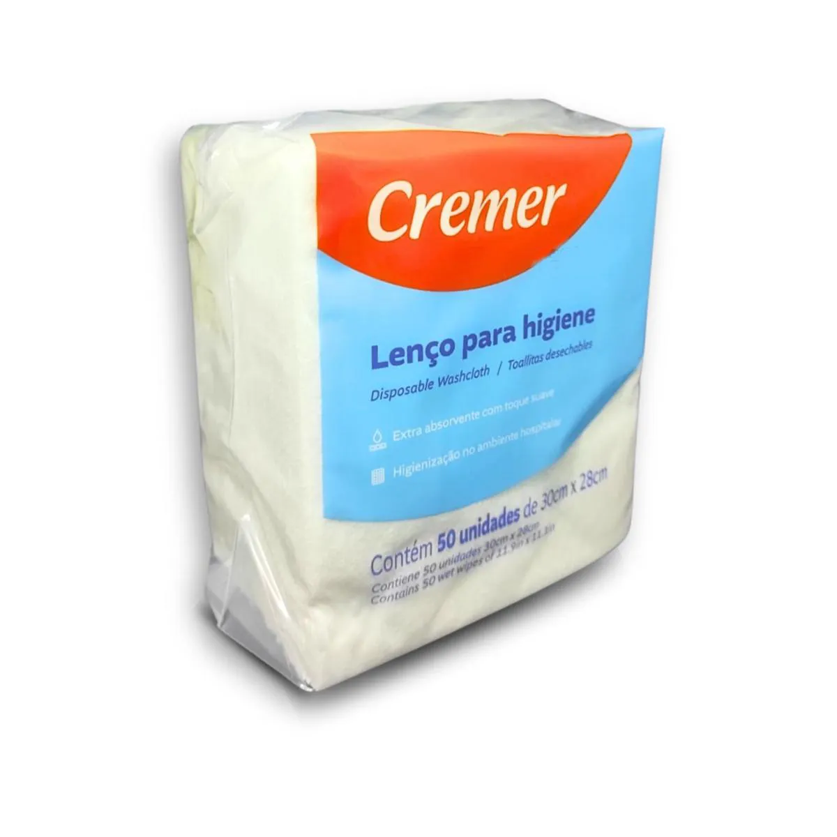 Lenço de Higiene e Banho Cremer Pacote com 50 unidades