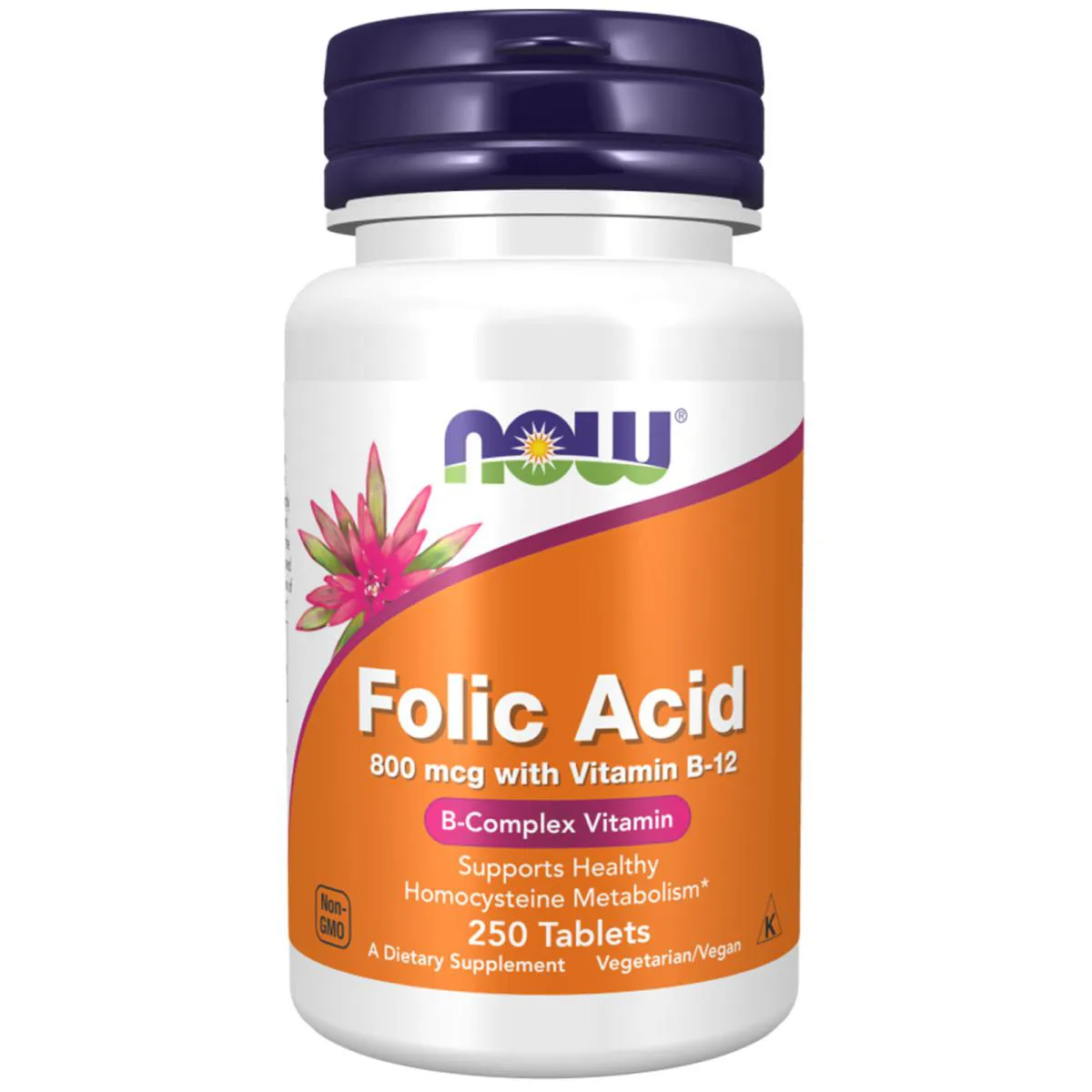 Acido Folico 800mcg 250 Tabletes - Now Foods